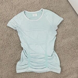 Athleta Light Aqua Stripe Womens Short Sleeve Tee